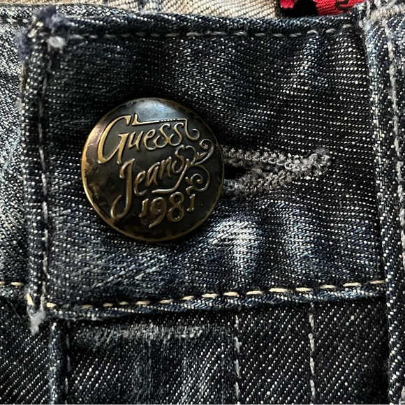 Guess Daredevil Wms Skinny Leg Jean Studded Pkts Front Back Unique Applique Sz28 - Picture 4 of 14